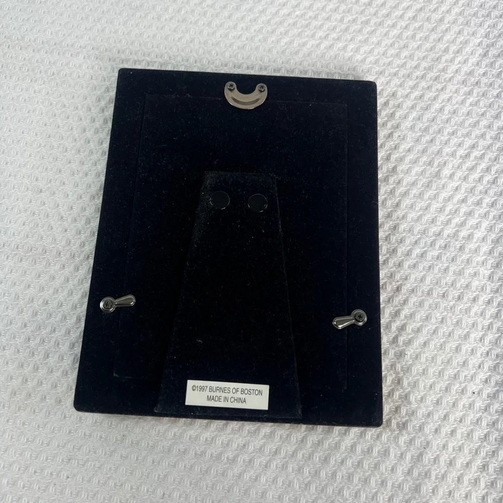 Burnes Of Boston Brushed Silver Picture Frame W/Teddy Bear & Bow Size 3.5